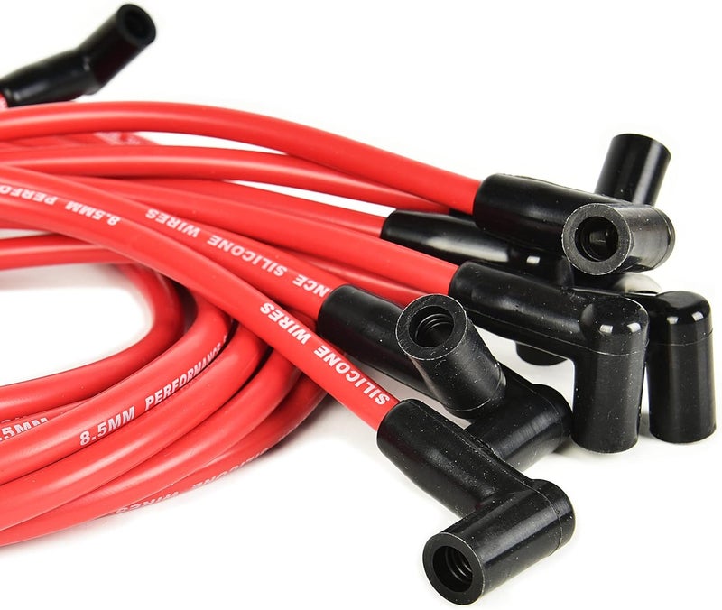 RLP Universal Spark Plug Wire Set - 8.5mm Red High Performance - Compatible with Chevy GM SBC BBC Engines Small Block 305 307 327 350 Big Block 427 454 502 and More with HEI Distributor - Image 2